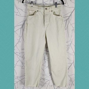 Zara Ivory Off White High Rise Straight Leg Crop Jeans